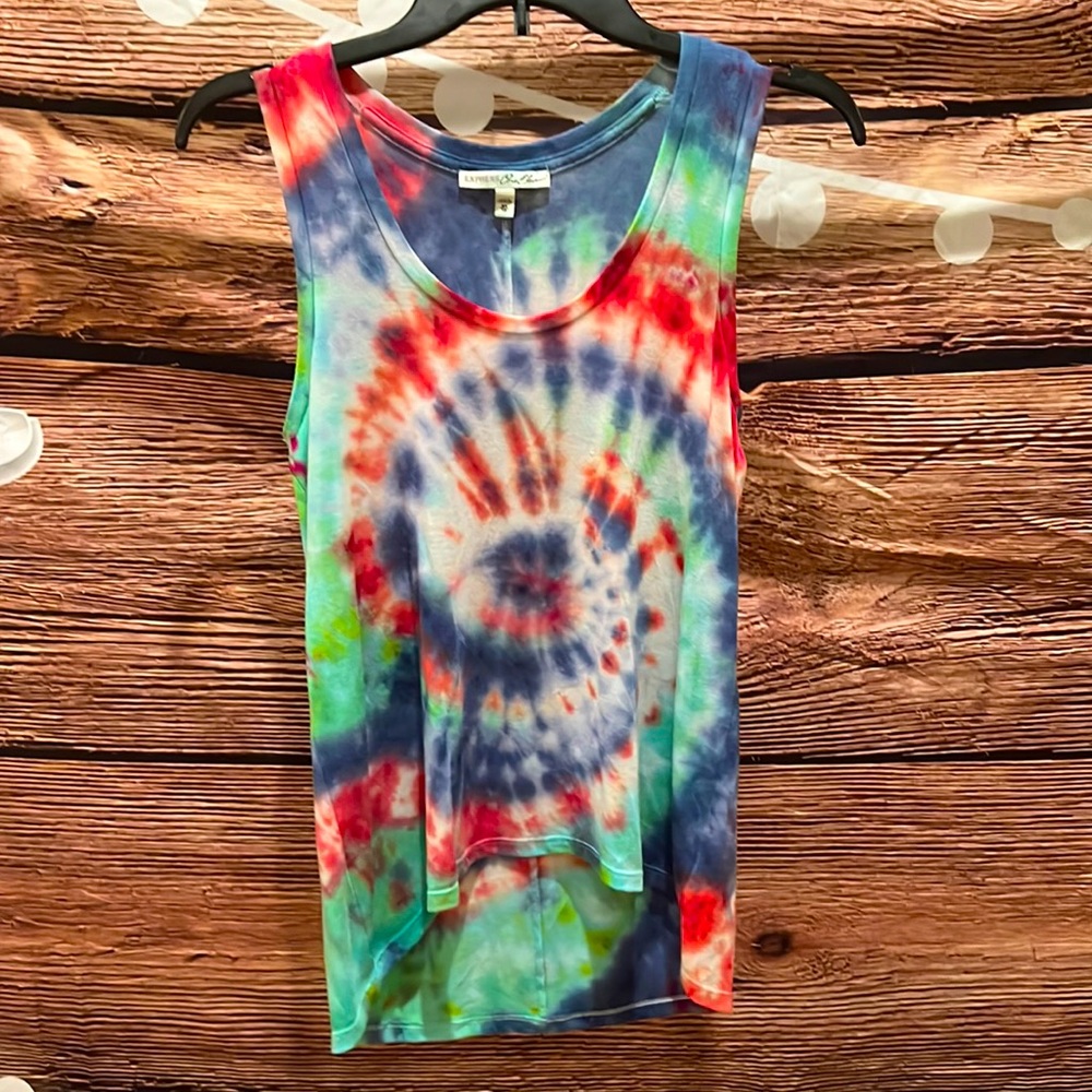 EXPRESS ONE ELEVEN HIGH LOW TIE-DYE SUPER SOFT TANK